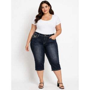 RED RIVET Plus Dark Wash Cropped Jeans Women's Size 20W